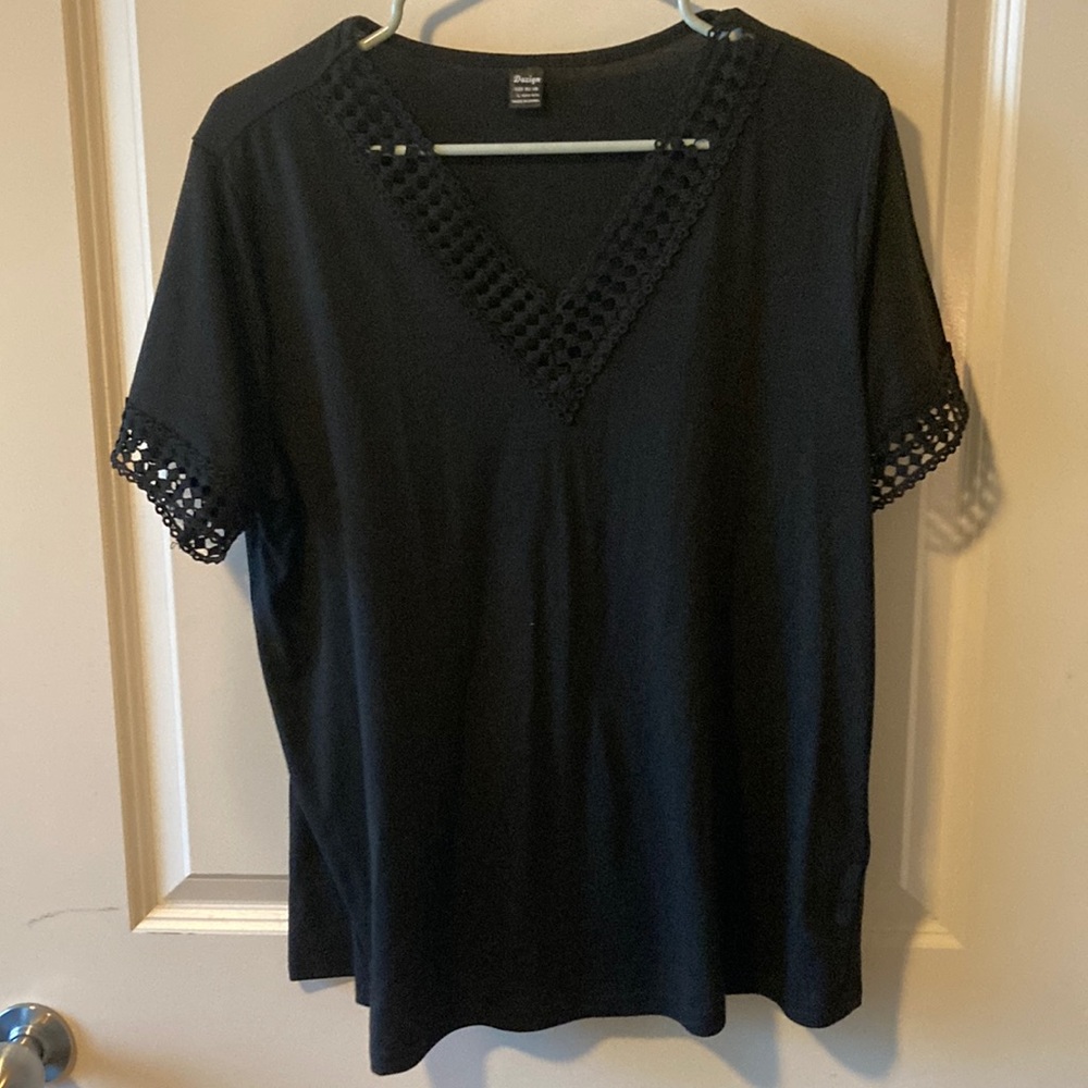 Black T with lace detail